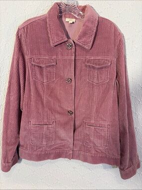 J. Jill Corduroy Corduroy Jacket in Dusty Rose Romantic Decorative Buttons